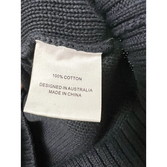 Bec & Bridge 100% Cotton Lace-Up Knit Pullover Sweater navy blueWomens Size US 4 - Picture 3 of 4